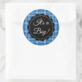 Grand C'est un garçon ! Stickers baby shower bleu  (Sac)