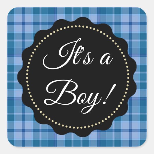 Grand C'est un garçon ! Stickers baby shower bleu  (Devant)