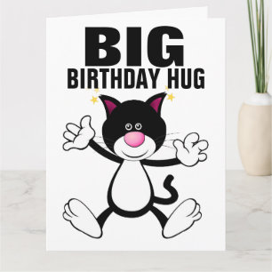 GRAND CHAT HUG HEUREUX ANNIVERSAIRE CARTES DE SALU