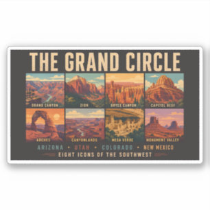 Grand Circle National Parks Landmarks Illustratie Sticker