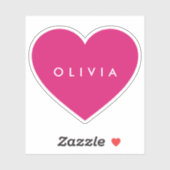 Grand coeur avec autocollant de contour de nom (Feuille)