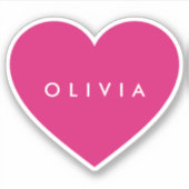 Grand coeur avec autocollant de contour de nom (Devant)