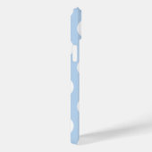 Grand coque iphone Pois bleu moderne avec nom (Verso / Droite)