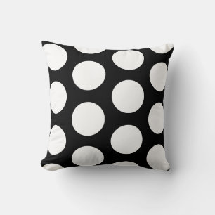 Grand coussin noir et blanc de point de polka