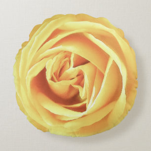 Grand Coussin rond d'impression rose jaune