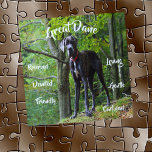 Grand Dane Chien Traits Jigsaw Puzzle Jeu<br><div class="desc">Jigsaw puzzle avec Great Dane chien avec certains des traits. Ils sont aimants,  dévoués,  amicaux,  confiants,  doux et réservés. Quels traits merveilleux pour un chien ! Un must pour les amoureux de les chiens du Grand Danois !</div>