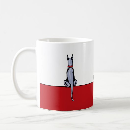 Grand Dane Sit Bleu café Mug (Gauche)