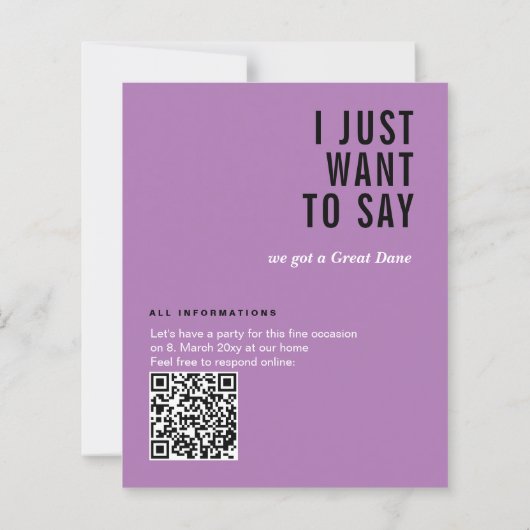 Grand Danois annonçant les cartes code QR (Dos)