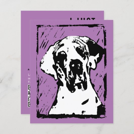 Grand Danois annonçant les cartes code QR (Devant / Derrière)