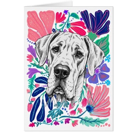 Grand Danois floral abstrait Invitation  (Devant)