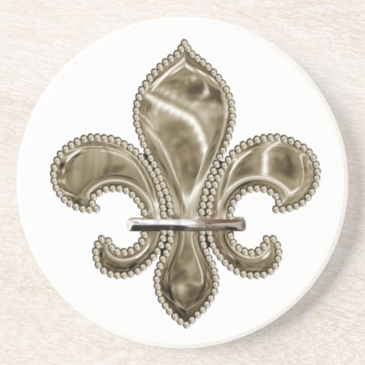 Grand Dessous de verre en grès Fleur de Lis Design (Devant)