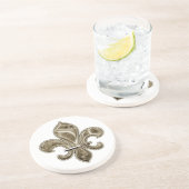 Grand Dessous de verre en grès Fleur de Lis Design (Côté)