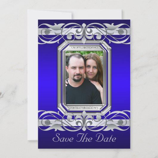 Grand Duchess Blue Save the Date Silver Invitation (Voorkant)