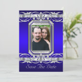 Grand Duchess Blue Save the Date Silver Invitation (Staand voorkant)