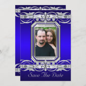 Grand Duchess Blue Save the Date Silver Invitation (Voorkant / Achterkant)