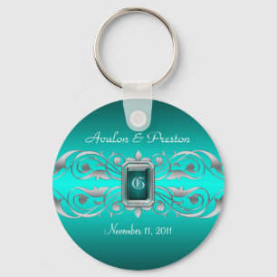 Grand Duchess Silver Monogram Blauwgroen Sleutelha Sleutelhanger