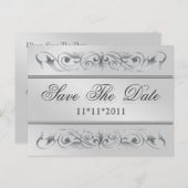 Grand Duchess Silver Scroll Bewaar de datum Briefk Aankondigingskaart (Voorkant / Achterkant)