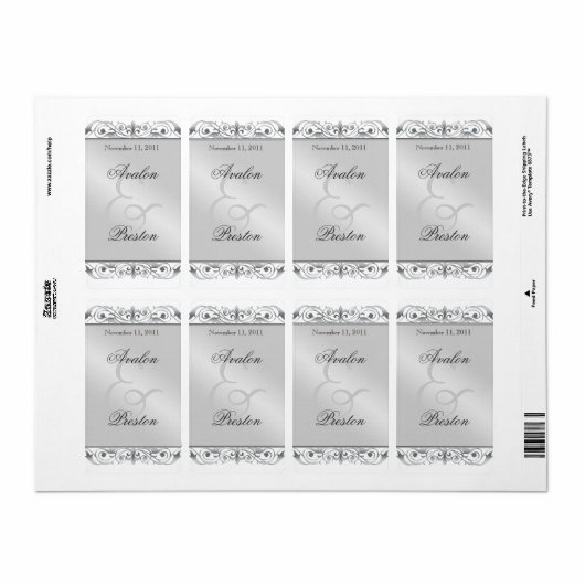 Grand Duchess Silver Scroll Vin Mariage Étiquette (Feuille entière)