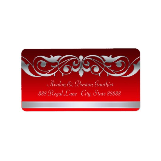 Grand-Duchesse Red Silver Scroll Étiquettes de adr (Devant)