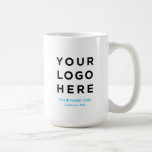 Grand employé Mug Nom personnalisé Logo de l'entre<br><div class="desc">Personnalisez facilement cette grande marque de logo 15oz pour employés de grande taille Employé Marque personnalisée Nom de l'entreprise. Réduisez le coût des tasses jetables et donnez aux employés leur propre tasse réutilisable respectueuse de l'environnement. Customisez cette tasse avec le nom de l'employé, le titre, le logo de votre propre...</div>