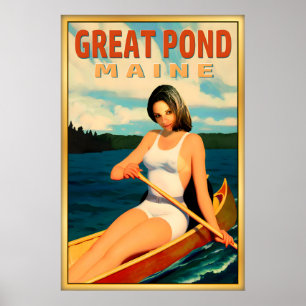 Grand Étang Maine Affiche de Voyage Nouveau Anglet