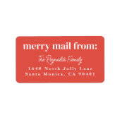 Grand Étiquette de adresse de Noël de Joyeux (Devant)