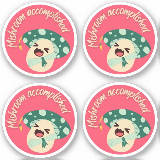 Grand Étiquette de champignon vert - Pack de 4 (Devant)