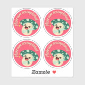 Grand Étiquette de champignon vert - Pack de 4 (Feuille)