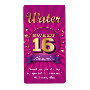 Grand étiquette de l'eau du bonbon 16 à rose de