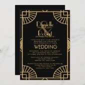 Grand Faire-part de mariage Art Déco Inspiré (Devant / Derrière)