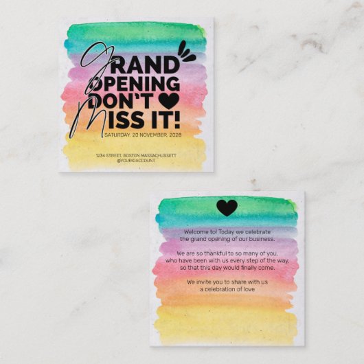 Grand faire-part d'ouverture carte (Devant / Derrière)