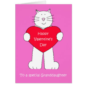 Grand-fille Heureuse Sainte-Valentin Chat blanc