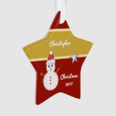 Grand-fils de Noël rouge et or neige (devant)