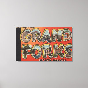 Grand Forks, North Dakota - Grote letterscènes Canvas Afdruk