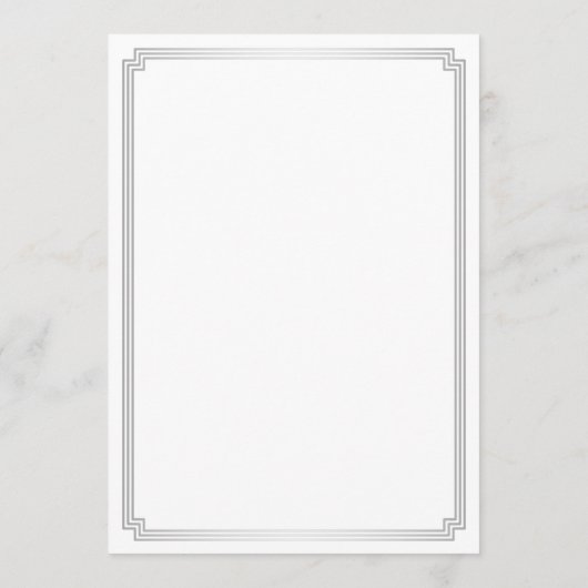 Grand Gatsby Art Déco Blanc Argent Mariage Menu (Dos)
