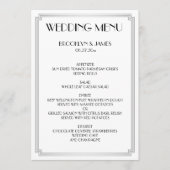 Grand Gatsby Art Déco Blanc Argent Mariage Menu (Devant)