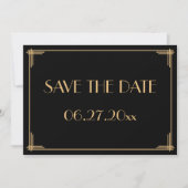 Grand Gatsby Art Déco Mariage Enregistrer La Carte (Devant)