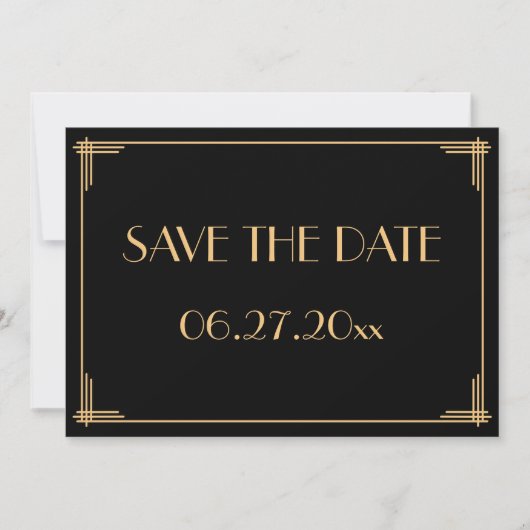 Grand Gatsby Art Déco Mariage Enregistrer La Carte (Devant)