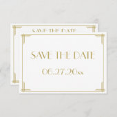 Grand Gatsby Art Déco Mariage Enregistrer La Carte (Devant / Derrière)