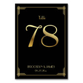 Grand Gatsby Art Déco Numéro de table 78 Or Noir (Dos)
