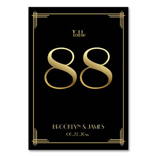 Grand Gatsby Art Déco Numéro de table 88 Or Noir (Par défaut)
