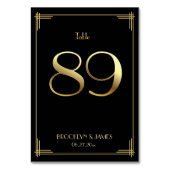 Grand Gatsby Art Déco Numéro de table 89 Or Noir (Dos)
