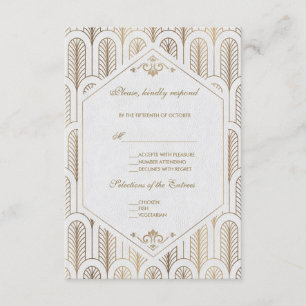 Grand Gatsby Art Déco Or Blanc Mariage RSVP