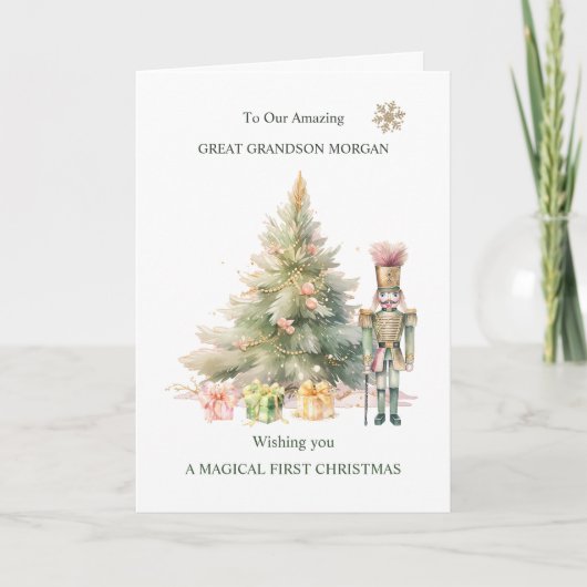 Grand Grand 1er Noël Nutcracker Carte de voeux (Devant)