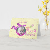 Grand grand-fille carte photo de premier anniversa (Fleur jaune)