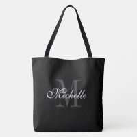 Grand grand sac fourre-tout noir avec monogramme c