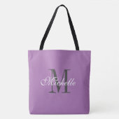 Grand grand sac fourre-tout violet avec monogramme (Devant)