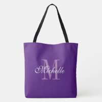 Grand grand sac fourre-tout violet avec monogramme