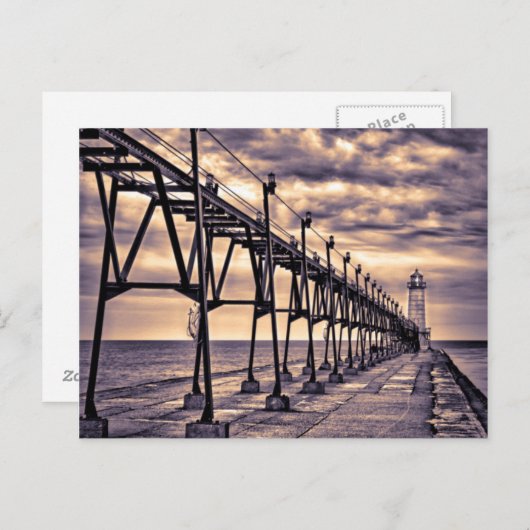 Grand Haven lighthouse and pier, Grand Haven Briefkaart (Voorkant / Achterkant)