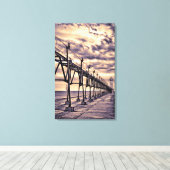 Grand Haven lighthouse and pier, Grand Haven Canvas Afdruk (Insitu (Houten vloer))